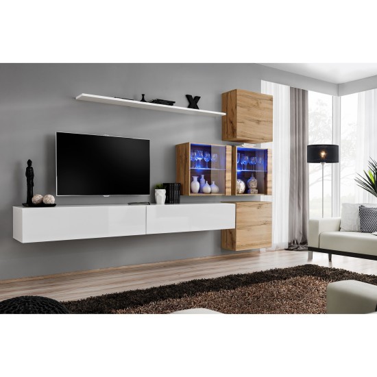 מזנון לסלון SWITCH XIX, לבן מבריק עם אלון Wotan