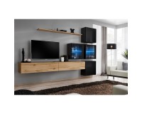 מזנון לסלון SWITCH XIX, אלון Wotan עם שחור מבריק