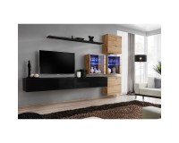 מזנון לסלון SWITCH XIX, שחור מבריק עם אלון Wotan