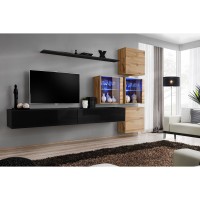 מזנון לסלון SWITCH XIX, שחור מבריק עם אלון Wotan