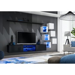 Стенка SWITCH XXI чёрный глянец с белым глянцем
