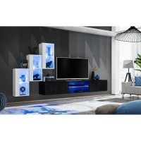 מזנון לסלון SWITCH XXII לבן מבריק עם שחור מבריק