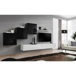 SWITCH X hanging wall unit, black gloss with white