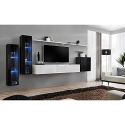 SWITCH XI hanging wall unit, black gloss with white