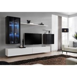 SWITCH XII hanging wall unit, black gloss with white