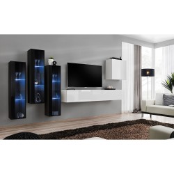 מזנון לסלון SWITCH XIII, שחור מבריק עם לבן