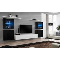 מזנון לסלון SWITCH XIV, שחור מבריק עם לבן