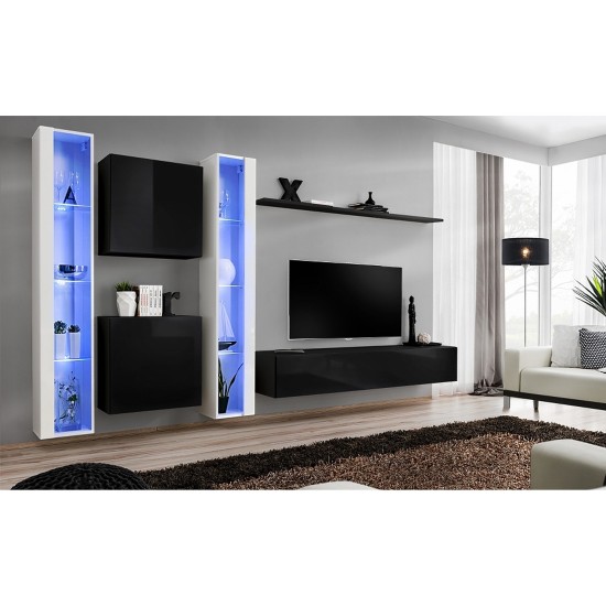 מזנון לסלון SWITCH XVI, לבן מבריק עם שחור מזנון לסלון SWITCH XVI, לבן מבריק עם שחור