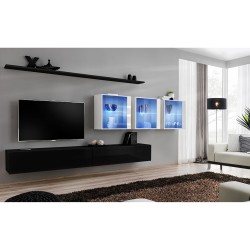 SWITCH XVII hanging wall unit, black gloss with white