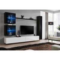 מזנון לסלון SWITCH XVIII, שחור מבריק עם לבן