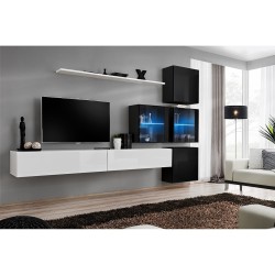 SWITCH XIX hanging wall unit, white gloss with black
