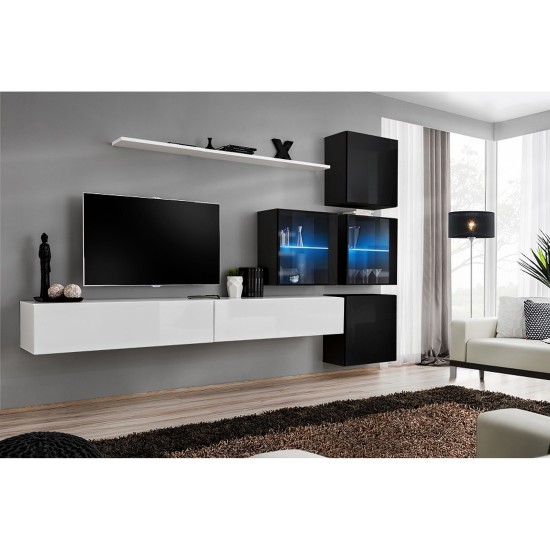 מזנון לסלון SWITCH XIX, לבן מבריק עם שחור image