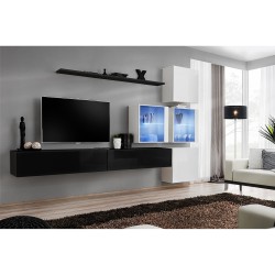 SWITCH XIX hanging wall unit, black gloss with white
