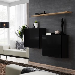 Hanging chest SWITCH SB1, black gloss with Wotan oak Hanging chest SWITCH SB1, black gloss with Wotan oak