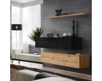 Showing image for Hanging chest SWITCH SB2, black gloss with Wotan oak Hanging chest SWITCH SB2, black gloss with Wotan oak image