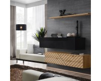 Hanging chest SWITCH SB2, black gloss with Wotan oak, slatted image