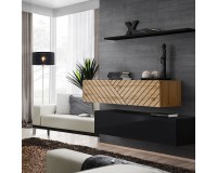 Hanging chest SWITCH SB2, Wotan oak with black, slatted Furniture, Living Room Furniture, Furniture Wall Units, Organizational Furniture, Modern Furniture Wall Units, Modular Furniture, TV Stands, Chest of Drawers, Chest Of Drawers, Collection SWITCH image