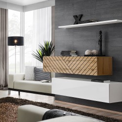 Hanging chest SWITCH SB2, Wotan oak with white, slatted