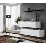 Hanging chest SWITCH SB2, white gloss with a black shelf