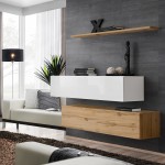 Hanging chest SWITCH SB2, white gloss with Wotan oak
