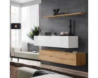 Hanging chest SWITCH SB2, white gloss with Wotan oak image