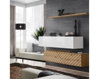 Hanging chest SWITCH SB2, white gloss with Wotan oak, slatted image