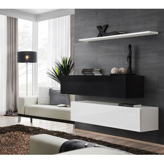 Hanging chest SWITCH SB2, black gloss with white image
