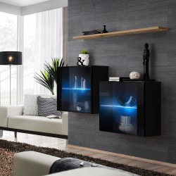 ויטרינות תלויות SWITCH SB3, שחור מבריק עם אלון Wotan ויטרינות תלויות SWITCH SB3, שחור מבריק עם אלון Wotan
