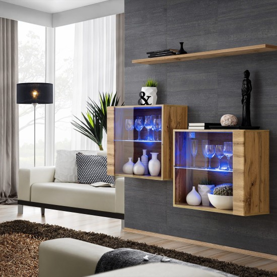 Hanging display cabinets SWITCH SB3, Wotan oak image