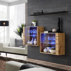 ויטרינות תלויות SWITCH SB3, אלון Wotan עם שחור ויטרינות תלויות SWITCH SB3, אלון Wotan עם שחור
