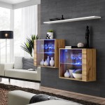 Hanging display cabinets SWITCH SB3, Wotan oak with white