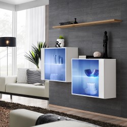 Hanging display cabinets SWITCH SB3, white gloss with Wotan oak Hanging display cabinets SWITCH SB3, white gloss with Wotan oak