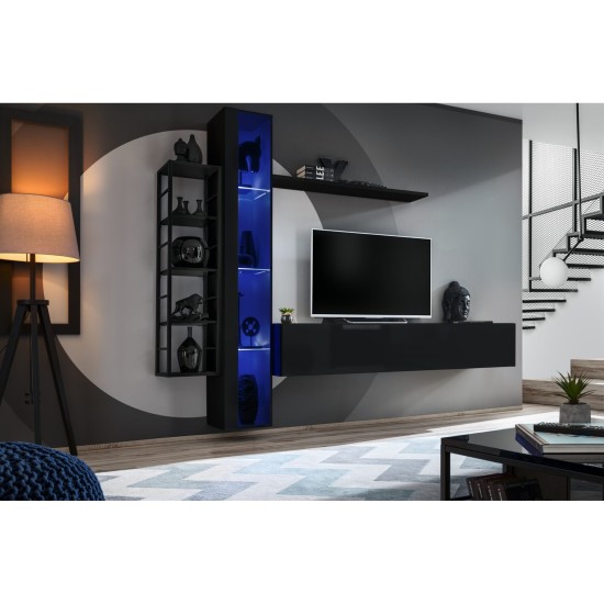 מזנון לסלון SWITCH M7, שחור מבריק מזנון לסלון SWITCH M7, שחור מבריק