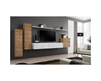 מזנון לסלון SWITCH I, אלון Wotan עם לבן מבריק, חזיתות למלה