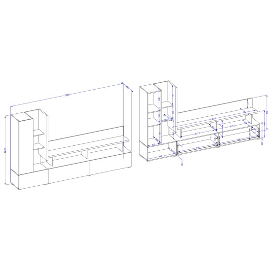 SERIO Living Room Wall Unit 270 cm Furniture, Living Room Furniture, Modern Furniture Wall Units, Modular Furniture, Fast Delivery, Wall Units image