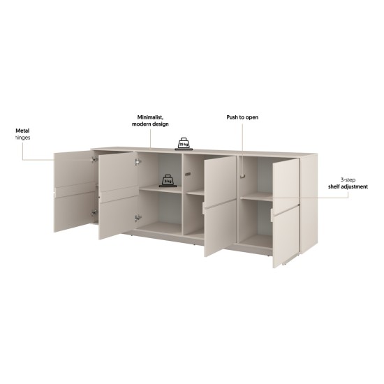 Комод TATAMI 4D, 221 см, кашемир Комод TATAMI 4D, 221 см, кашемир
