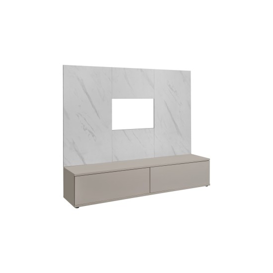 GLAM Media Wall 180 cm, Cashmere and White Marble