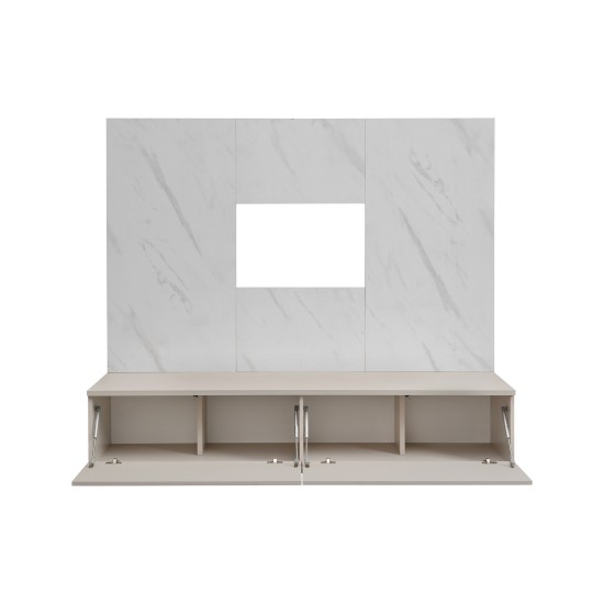 GLAM Media Wall 180 cm, Cashmere and White Marble