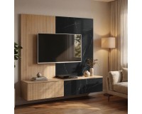Стенка NOIR I 160 см, дуб Cremona и чёрный мрамор
