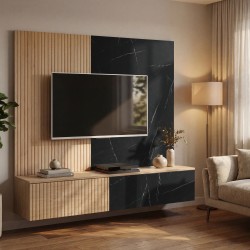Стенка NOIR I 160 см, дуб Cremona и чёрный мрамор