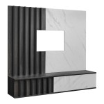 NOIR II Media Wall 160 cm, Graphite Oak and White Stone
