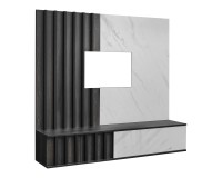 NOIR II Media Wall 160 cm, Graphite Oak and White Stone