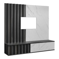 NOIR II Media Wall 160 cm, Graphite Oak and White Stone