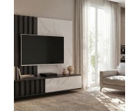 NOIR II Media Wall 160 cm, Graphite Oak and White Stone