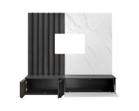 NOIR II Media Wall 160 cm, Graphite Oak and White Stone