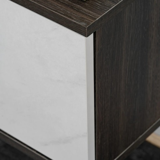 NOIR II Media Wall 160 cm, Graphite Oak and White Stone