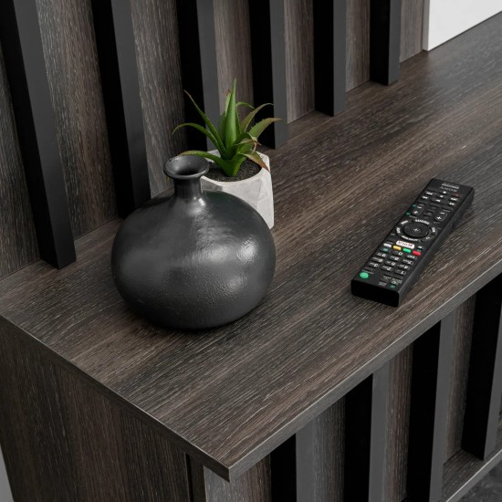 NOIR II Media Wall 160 cm, Graphite Oak and White Stone