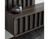 NOIR II Media Wall 160 cm, Graphite Oak and White Stone