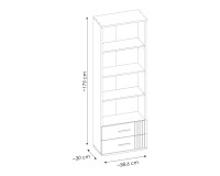 SIGMA Shelf Unit 60 cm, Three Shelves and Two Drawers