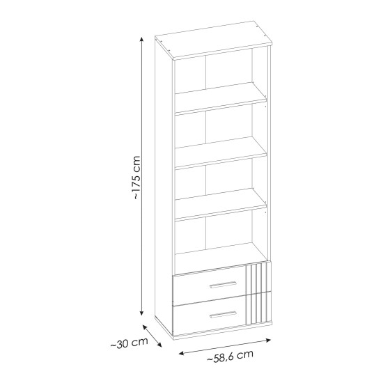SIGMA Shelf Unit 60 cm, Three Shelves and Two Drawers